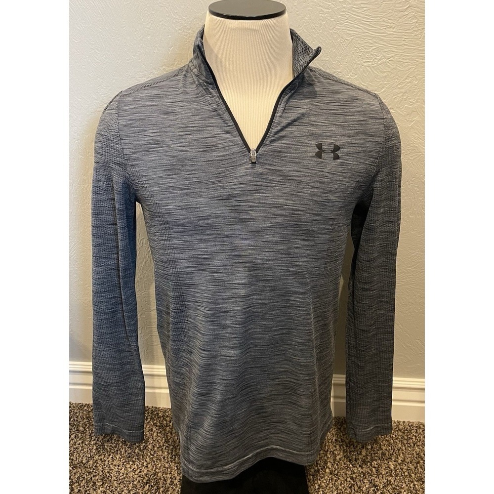 Under Armour Fitted Pullover Jacket Mens Size Medium Blue Heatgear 1/4 Zip
